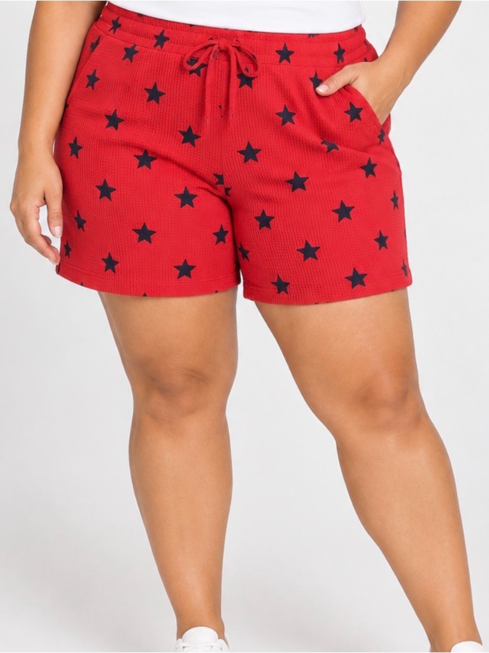 Belle by Kim Gravel (3X)Baby Waffle Summer Stars 7” Shorts Americana Red A691979